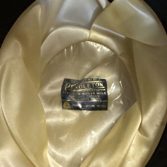 Vintage Pendleton Fedora Hat Mens Wool Brown Feathered Made USA Plaid Hats 7 3/4 - Picture 7 of 9